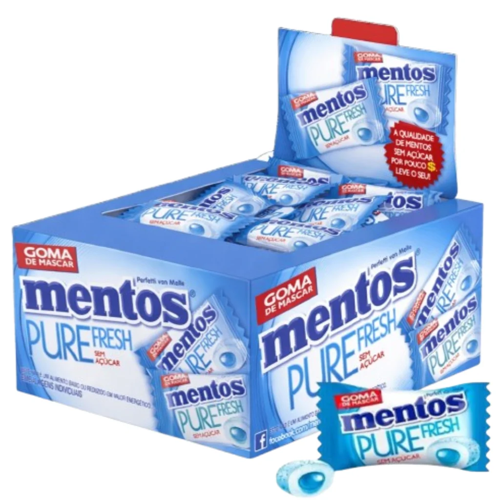 Chiclete Mentos Monopeça Pure Fresh Mint Com 60 Peças