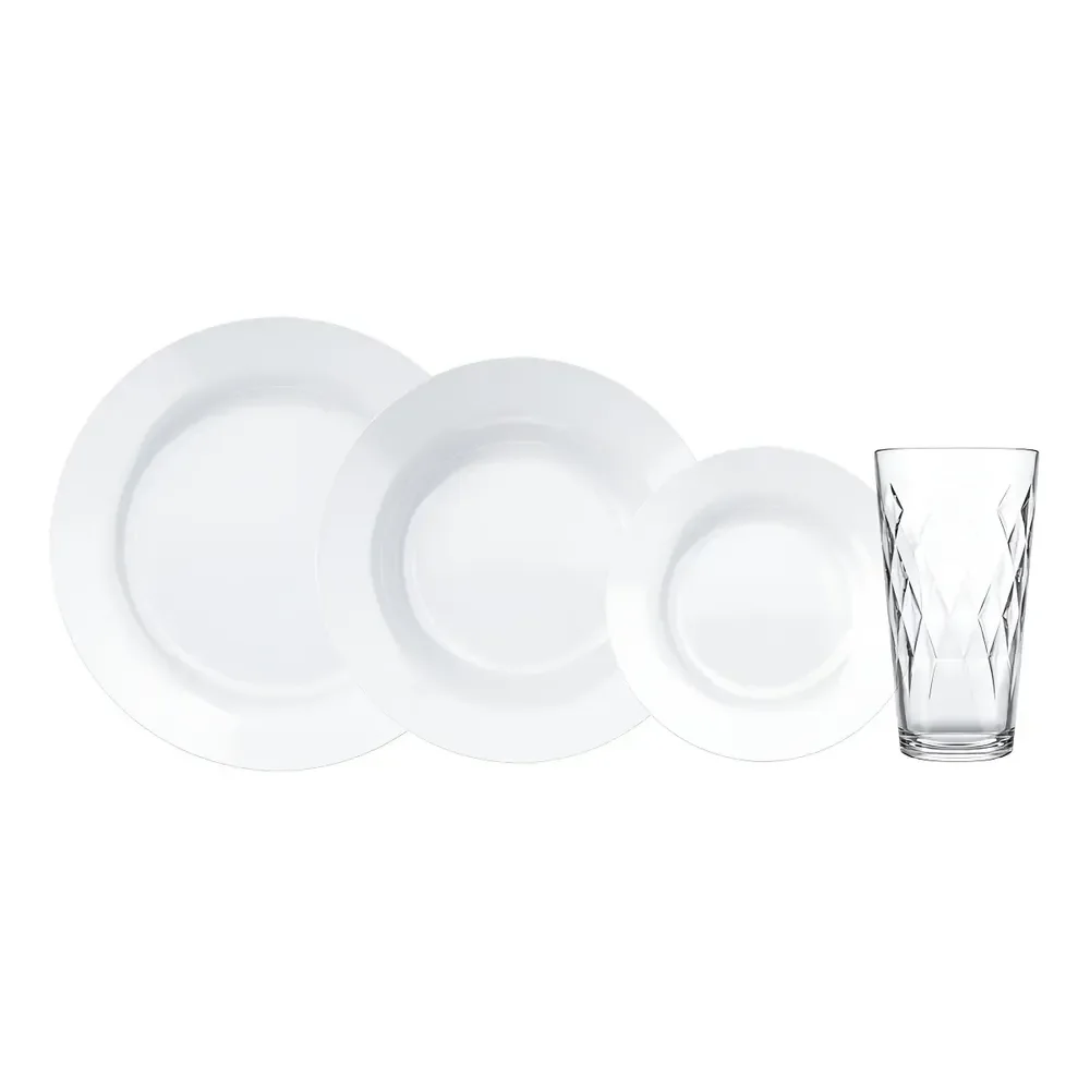 Aparelho De Jantar 16 Peças Duralex Menu Branco/incolor
