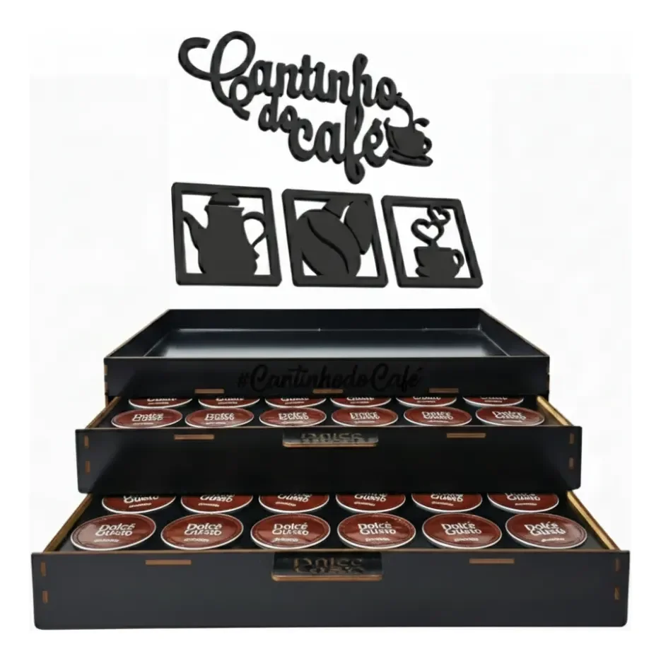 Bandeja Porta Cápsulas Dolce Gusto Placa Cantinho Café Preto