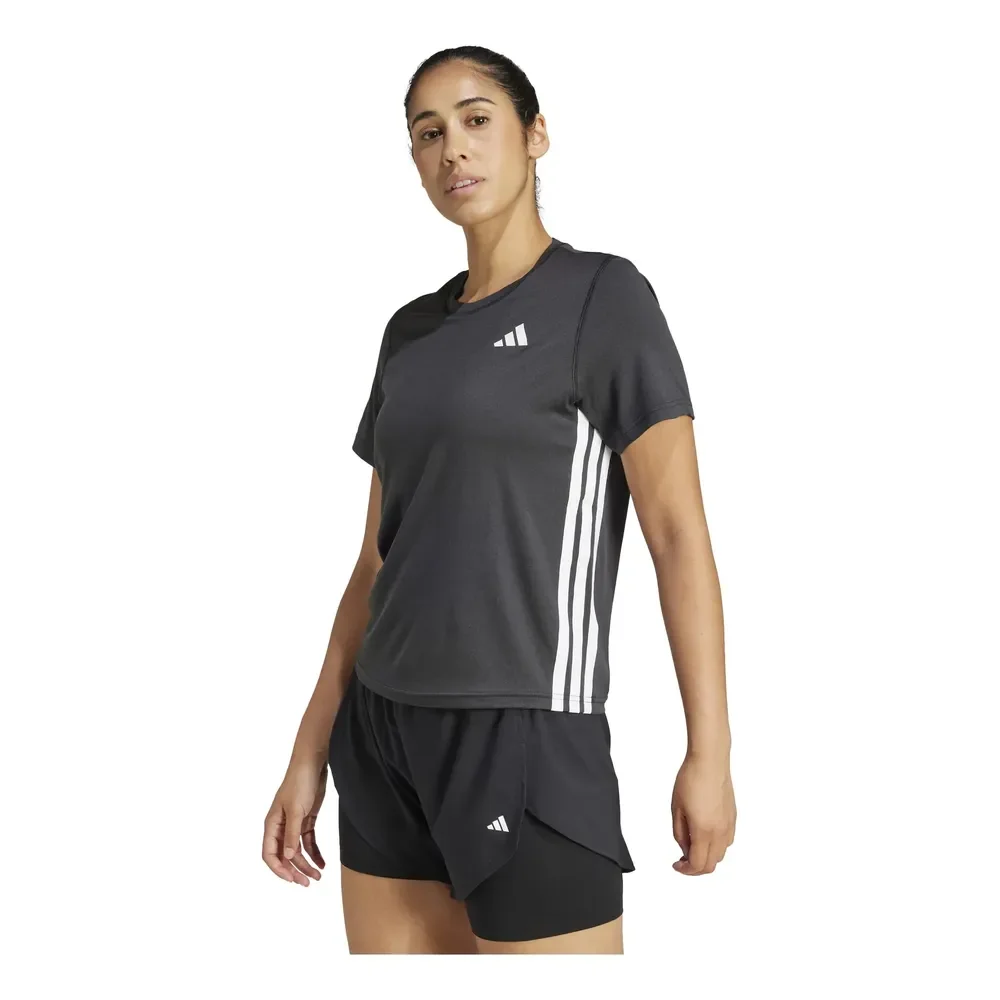 Camiseta Feminina Essentials 3 Stripes adidas Preto E Branco Liso G Lisa