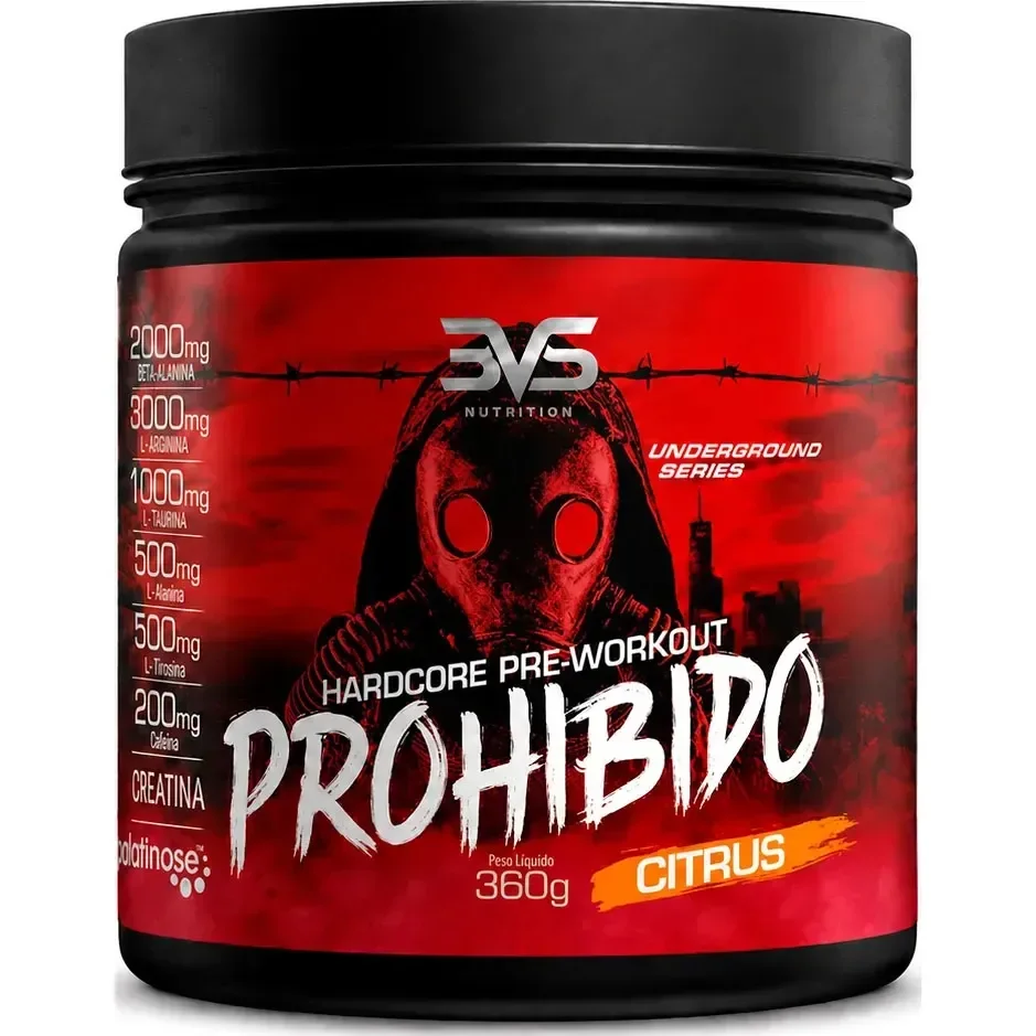 Prohibido Pré Treino 360g - Sabor: Citrus - A Combinação Perfeita De 8 Ingredientes Que Proporcionam Energia Do Início Ao Fim Do Seu Treino