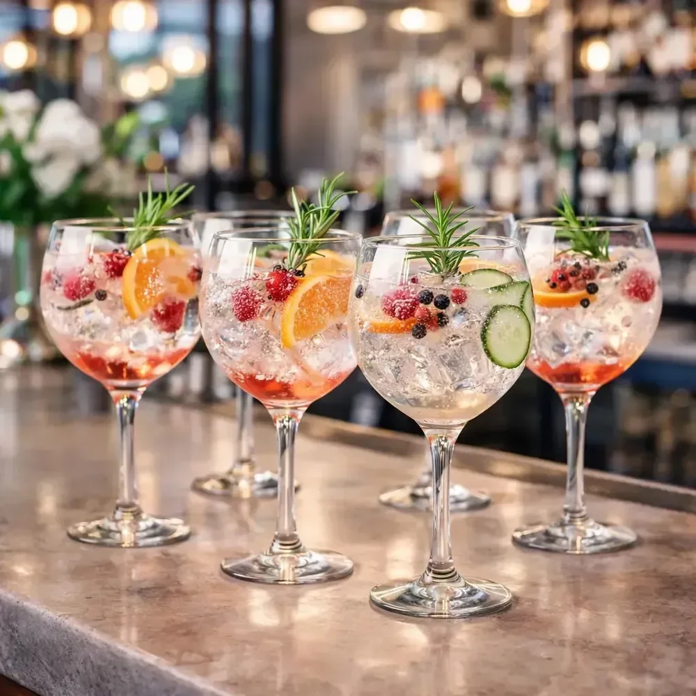 Taça Gin 600ml Jogo 6 Taças Gin Tônica Vidro Drink Coquetel Grande Bar Carinho Na Barriga