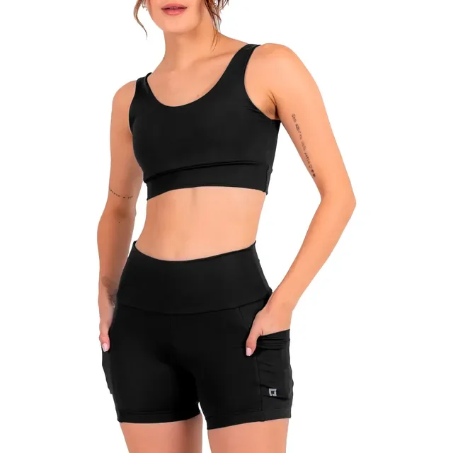 Conjunto Blackout Zero Tranparência Shorts Com Bolsos + Top