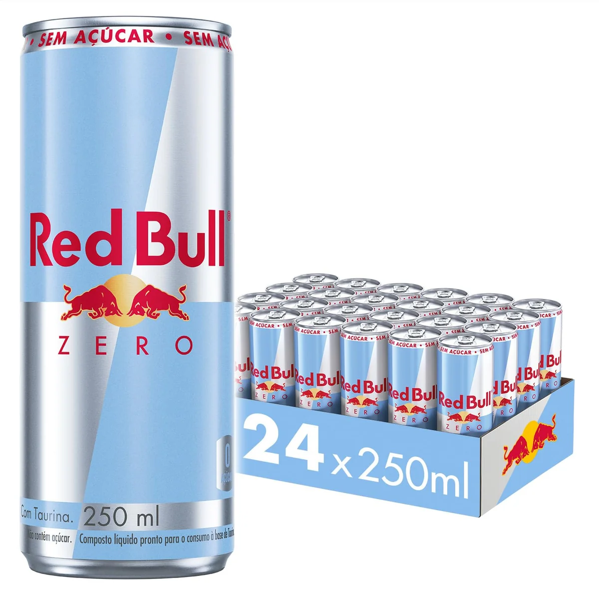 Red Bull Energético, Zero, Sem Açúcar, 250ml, 24 latas