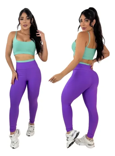 Conjunto Fitness Bicolor Suplex Premium Feminino Academia