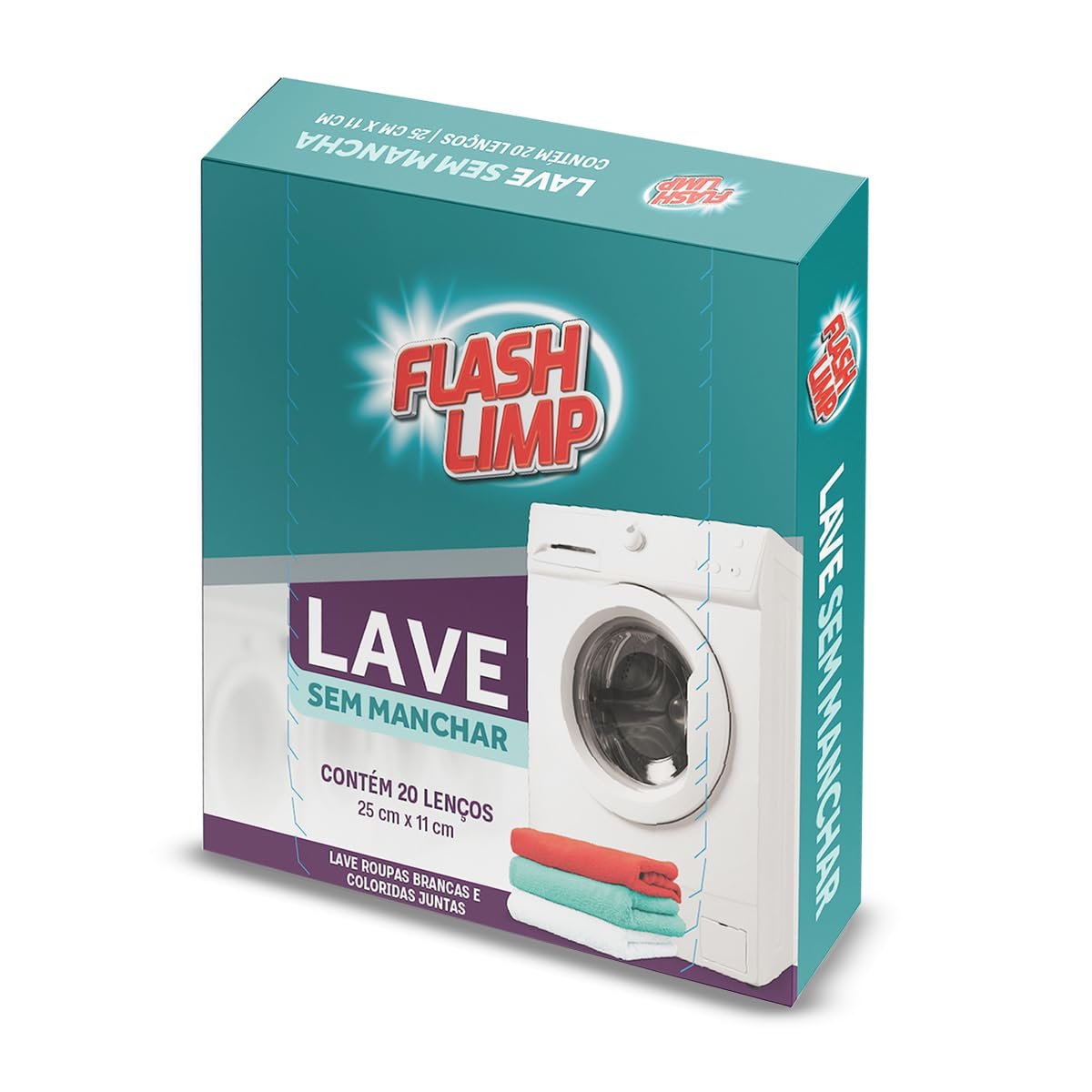 Lave sem Manchar Lenço Antimanchas, Embalagem com 20 Unidades, Cor Branca, lavagens sem Risco de Manchar Toalhas e Roupas, Cor Branca - Flash Limp