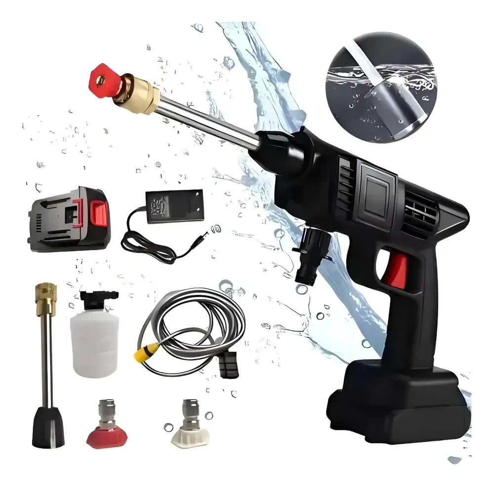 Lavadora Portátil 48v Alta Pressão 2 Baterias Recarregável Cor Preto