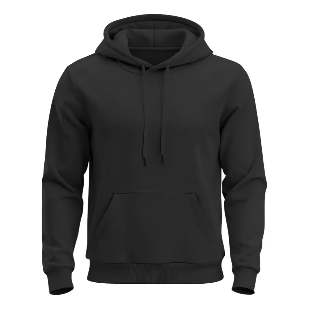 Moletom Liso Algodão Unissex Blusa De Frio Canguru Flanelado G Preto