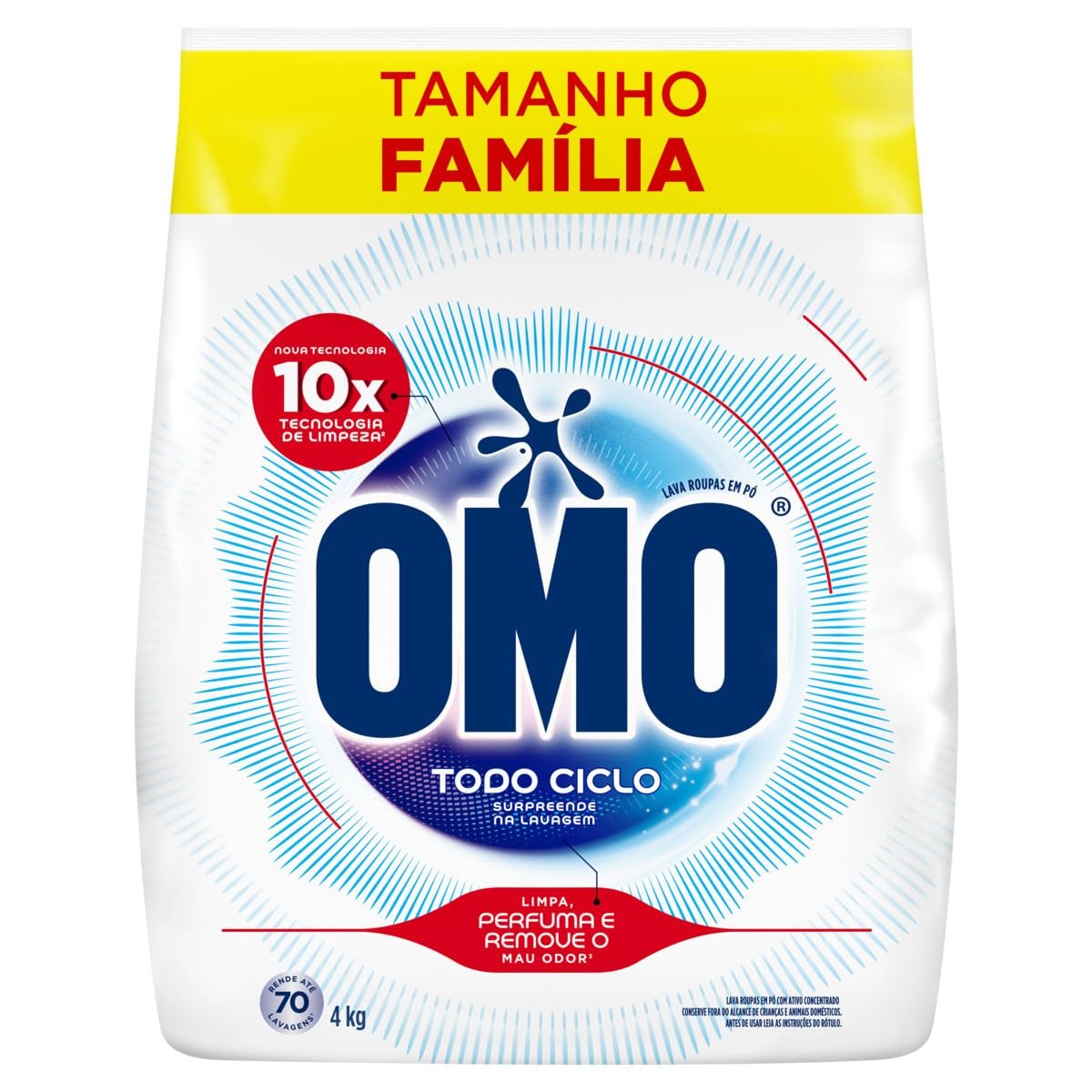 Lava-Roupas em Pó Omo Todo Ciclo Pacote 4kg Tamanho Família