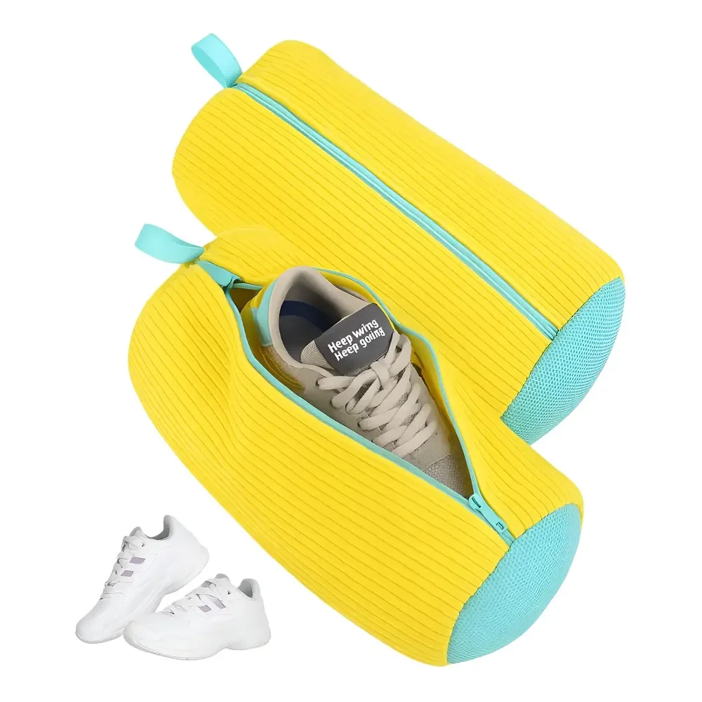 Saco Protetor Para Lavar Tênis Na Máquina Com Zíper E Microfibra Amarelo Saco De Lavar Tenis Amarelo