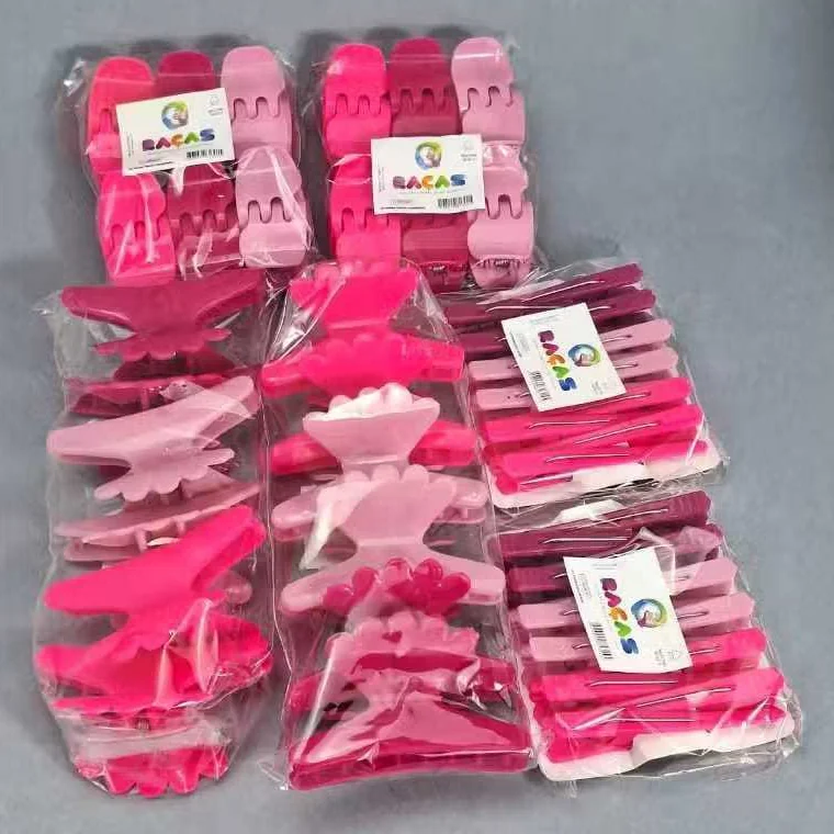 kit 60 acessórios de piranha bico de pato presilha salão tridente prendedor de cabelo