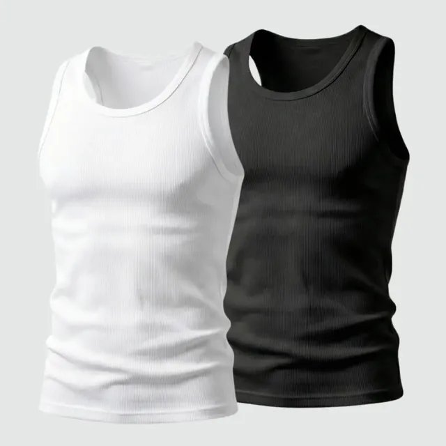 Kit 2 Regata Masculina Verão Treino Canelada Americana Slim