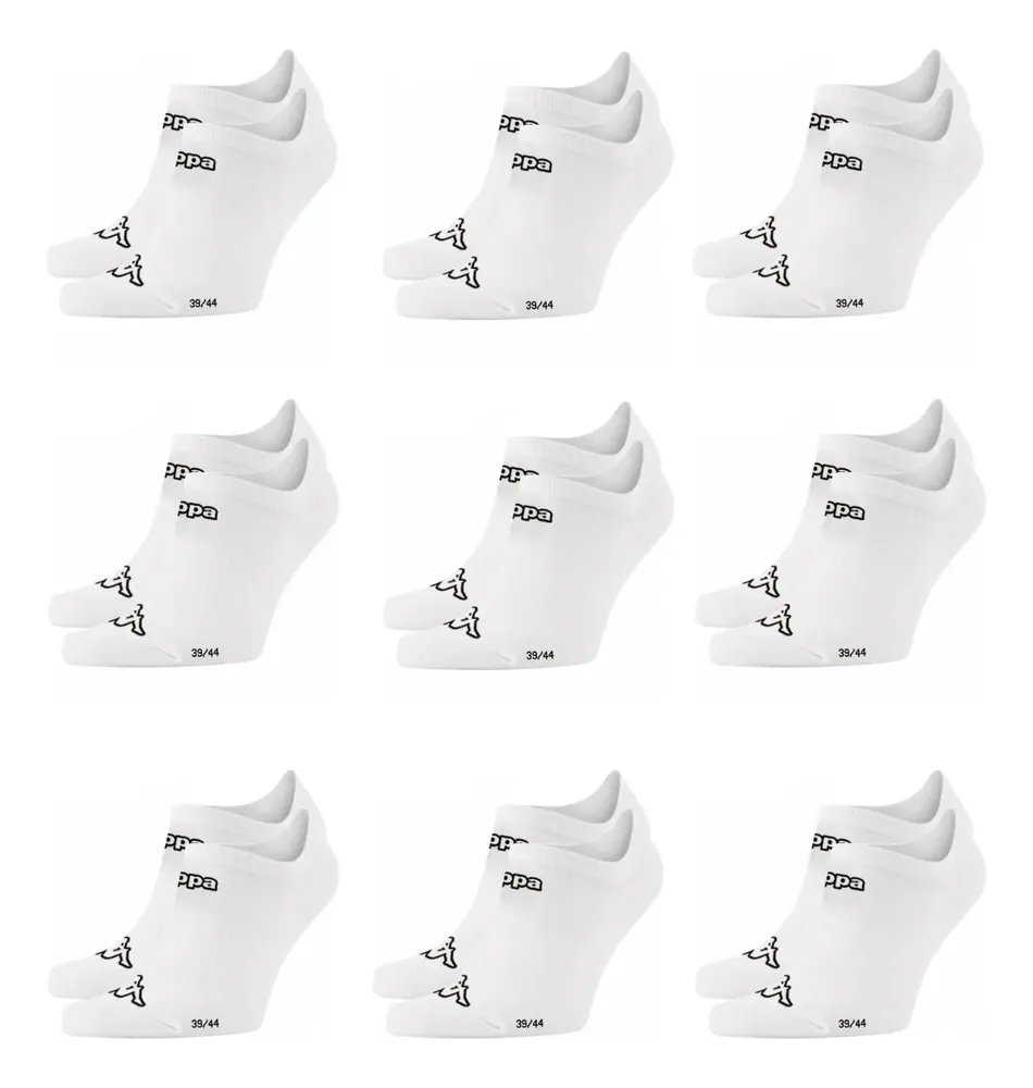 Meias Kappa Kit 9 Pares Sapatilha Soquete Invisível Original Branco 38-43