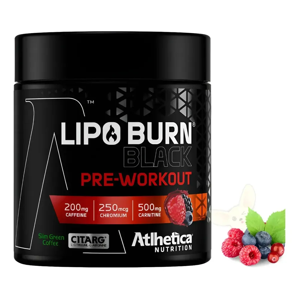 Thermogênico Lipo Burn Black Pré Workout Atlhetica 200g Sabor Frutas Vermelhas