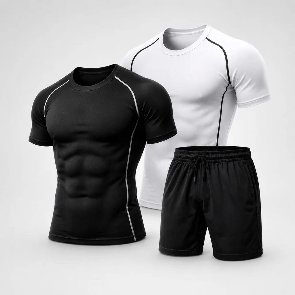 Kit Camisa de Compressão + Short Dri-fit Masculino Camiseta Academia Treino Corrida