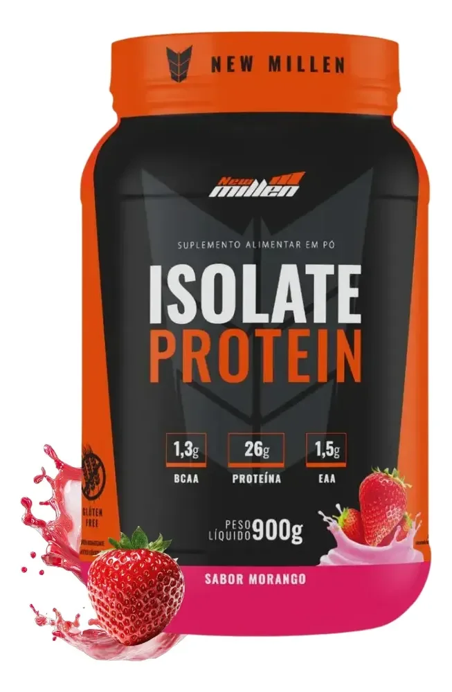 Whey Isolate Protein 900g - Morango - New Millen Morango