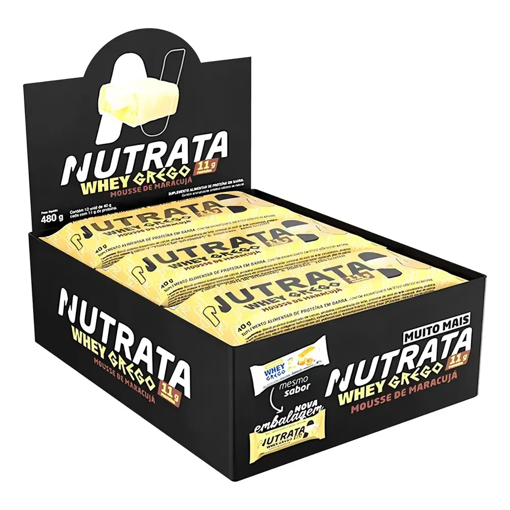 Barra Whey Grego 40g 12 Unidades Mousse De Maracujá Nutrata Mousse De Maracujá