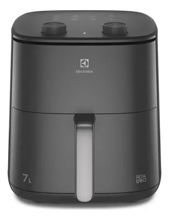 Air Fryer Forno Electrolux 7L 1700W Digital Grade removível dupla camada Antiaderente 8 Receitas Programadas Aviso Sonoro Fritadeira Elétrica sem Óleo sistema de segurança automático EAF71 Cinza