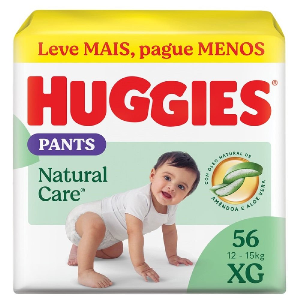 Fralda Descartável Huggies Pants Natural Care Roupinha XG 56 Unidades