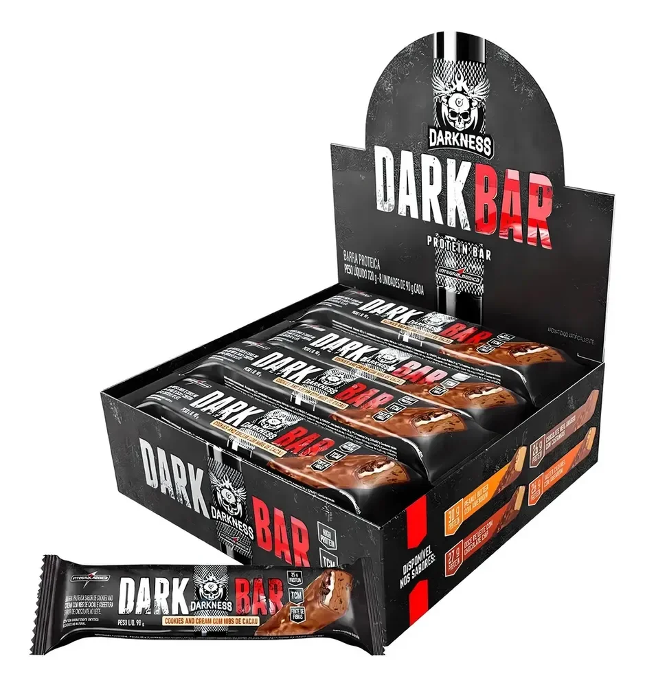 Kit Suplemento Dark Bar Barra Proteína 8 Unidades Darkness Cookies And Cream