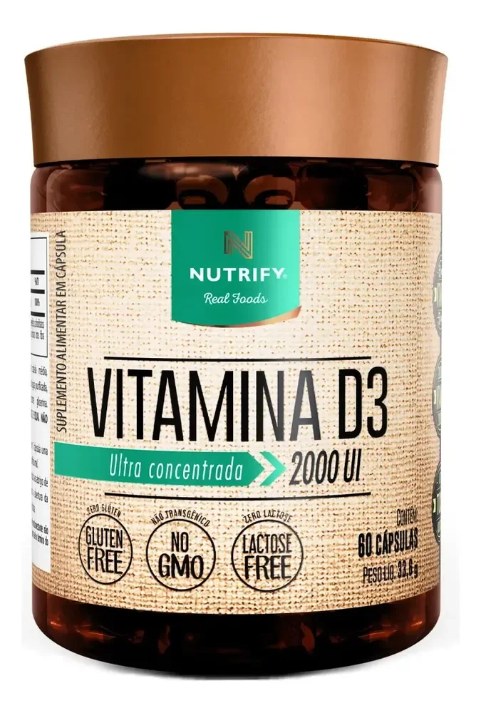 Nutrify - Vitamina D3 2.000 UI - Para Ossos, Músculos e Imunidade - 60 Cápsulas - Sabor Neutro