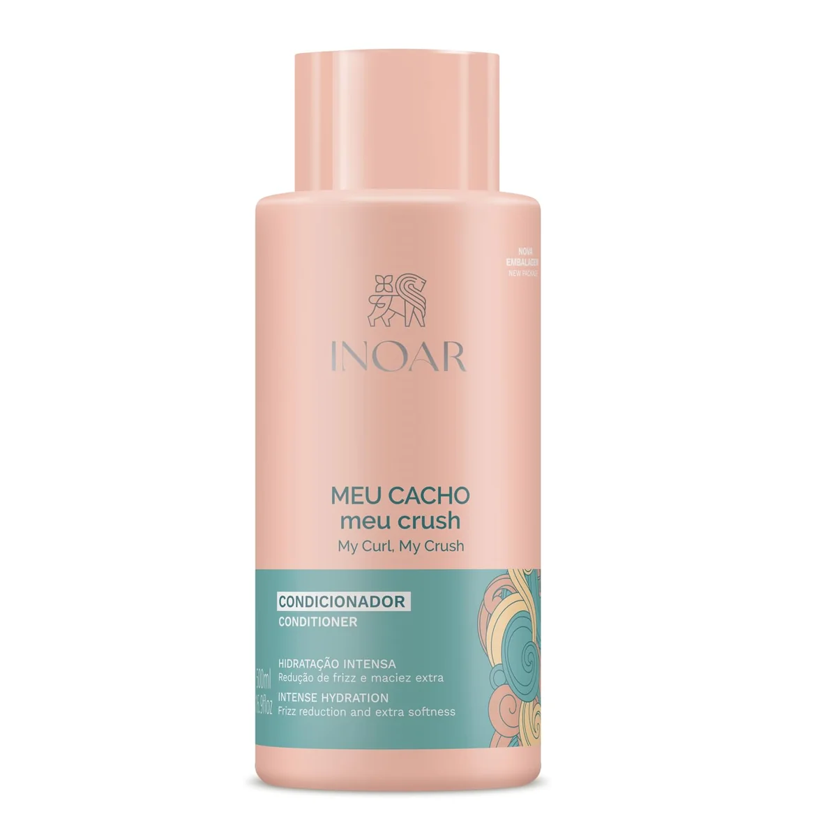 Inoar, Meu Cacho Meu Crush, Condicionador, Hidratação Intensa e Definição para Todos os Tipos de Cachos - 500ml