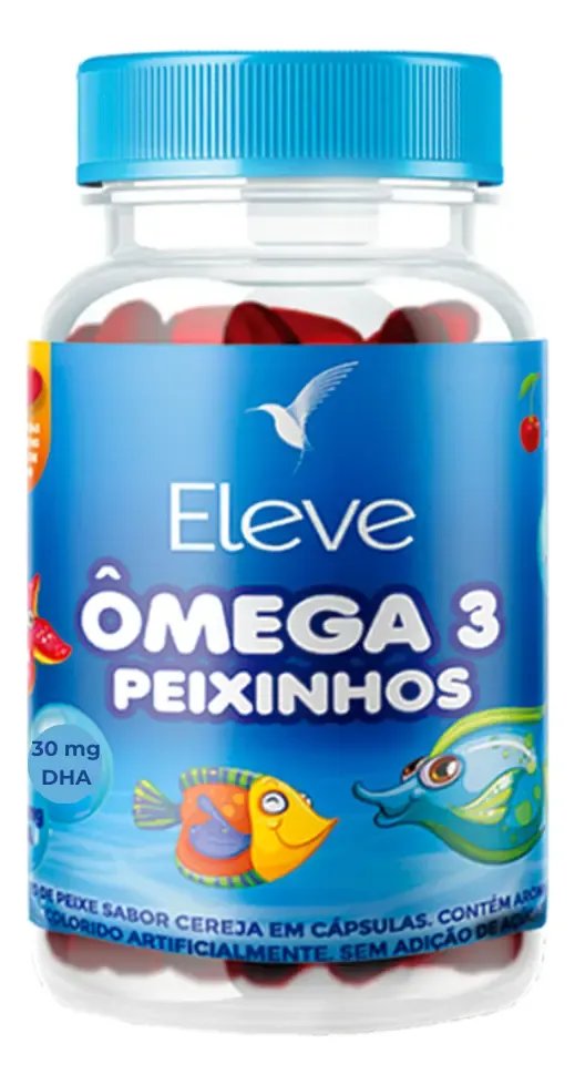 Ômega 3 Infantil Eleve Life Peixinhos Sabor Cereja Cápsulas Mastigáveis