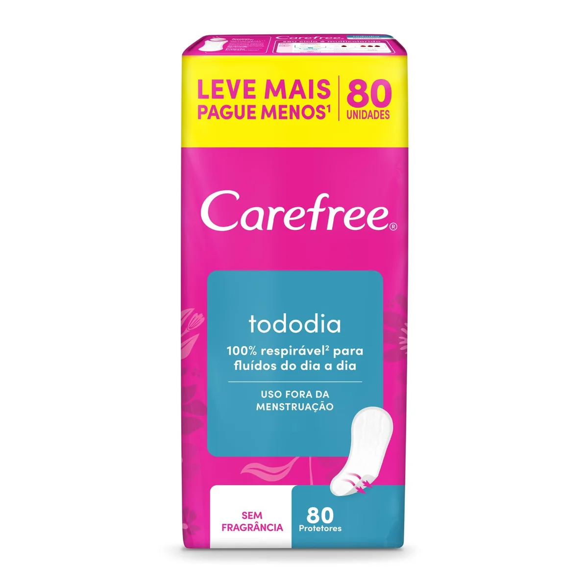 Carefree Protetor Diário Todo Dia sem Perfume 80 unidades