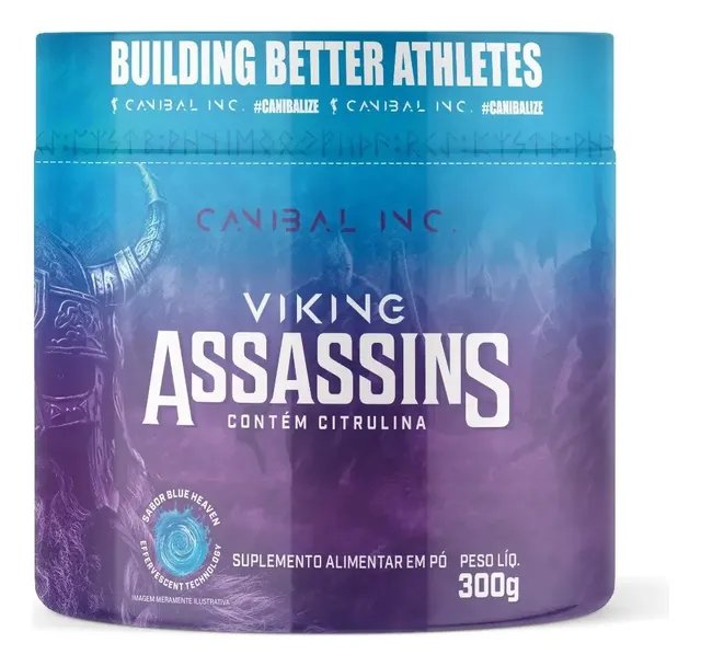 Viking Assassins Pré Treino 300g Canibal Inc Premium Pó Blue Heaven Pote