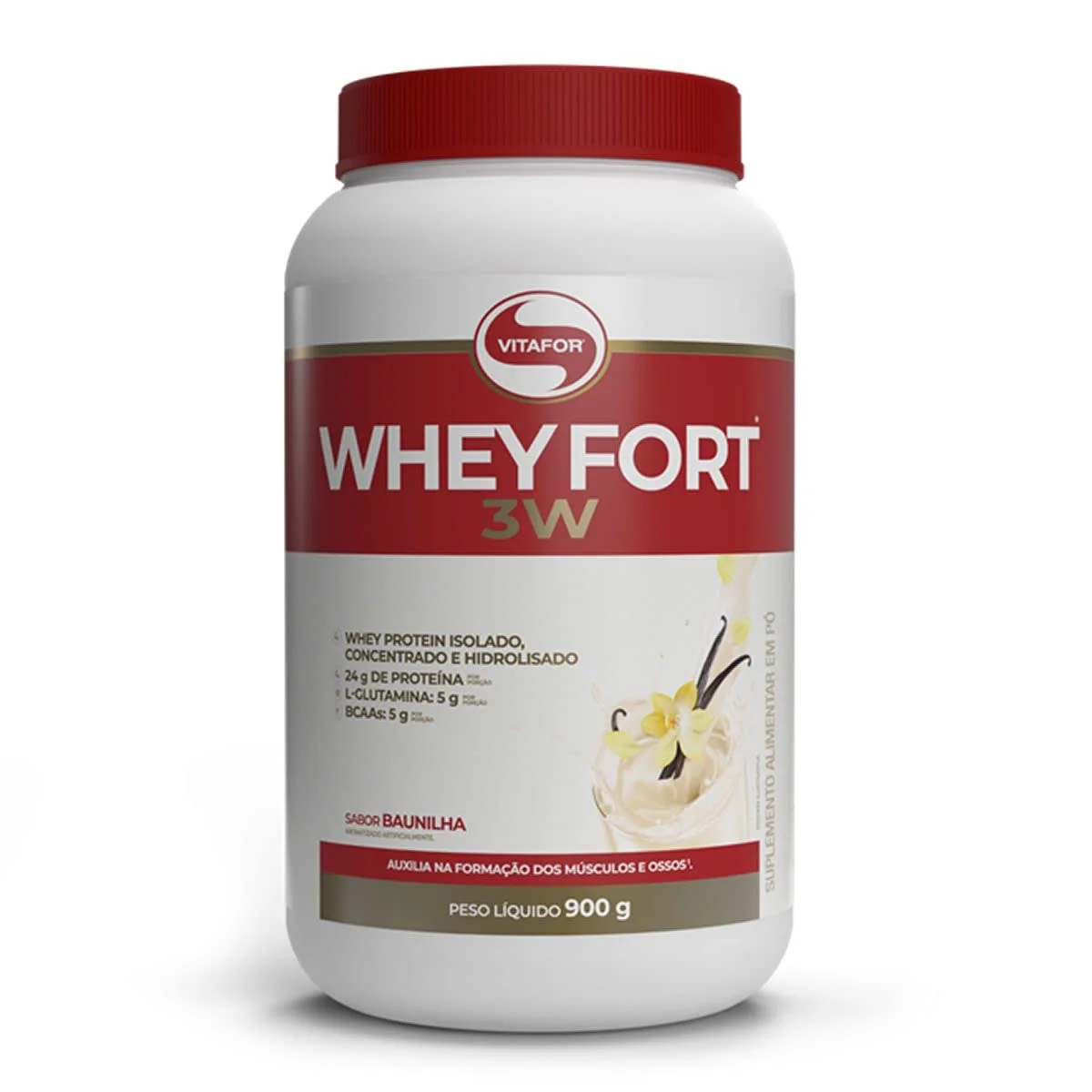 Whey Fort 3W (900g), Baunilha, VitaFor