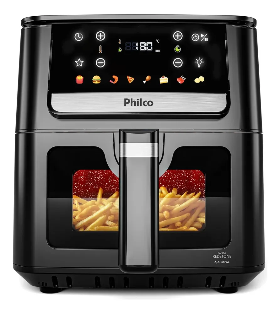 Air Fryer Philco 6,5L Visor Glass e Redstone 1700W PAF65A