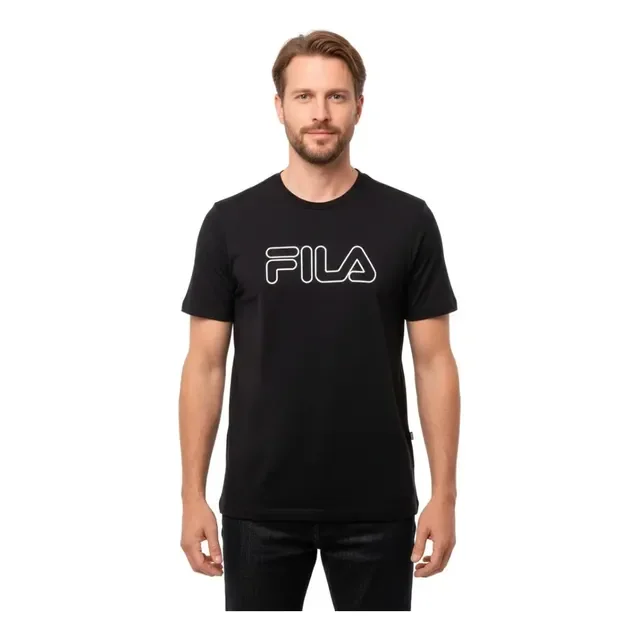 Camiseta Fila Regular Letter Outline Masculino Casual Basico
