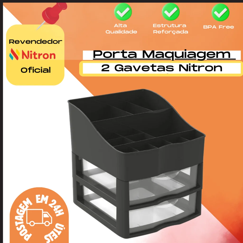 Organizador de Cosmético Porta Maquiagem 2 Gavetas Nitron