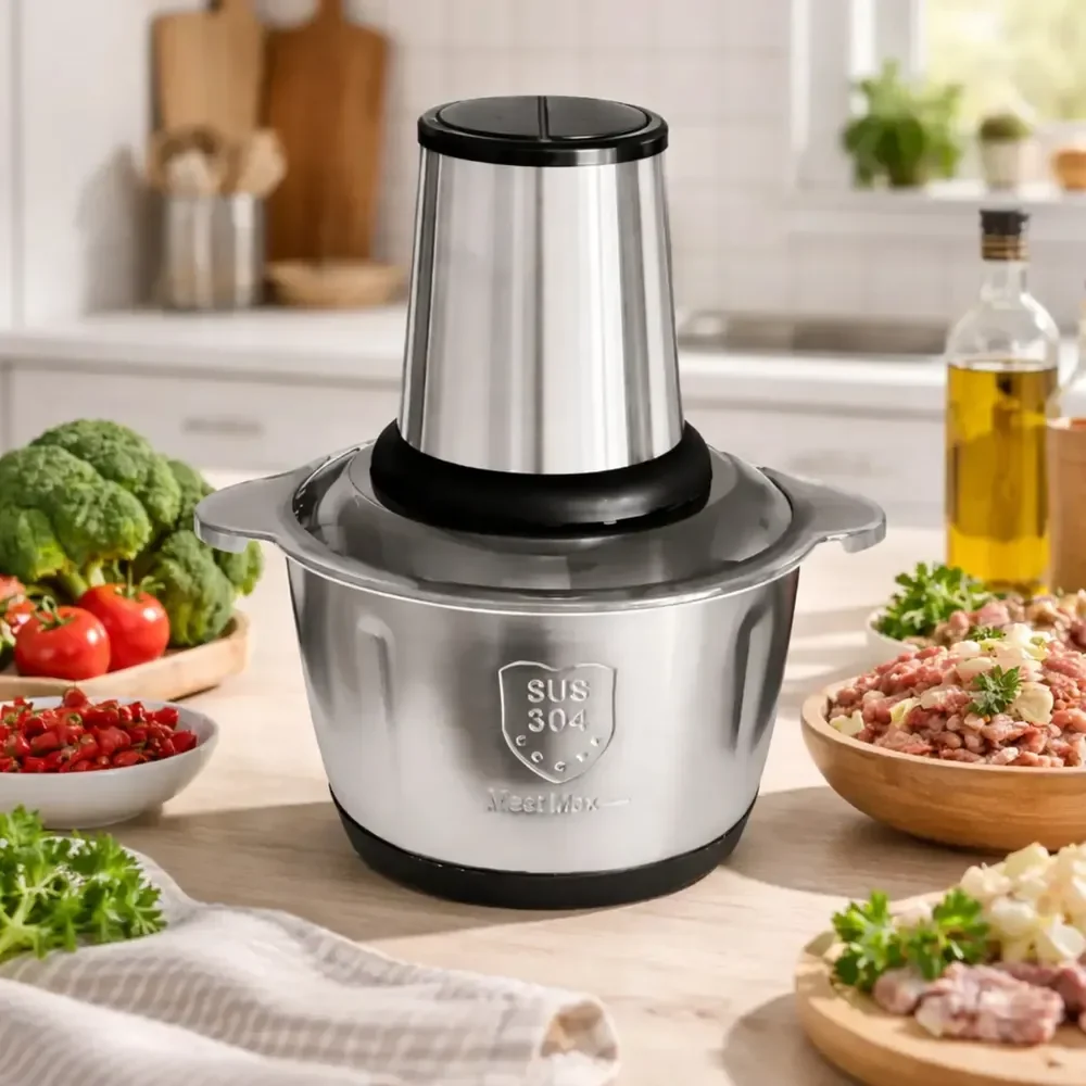 Multiprocessador E Triturador De Alimentos Elétrico Picador De 2 Litros Inox 110v Moedor De Alimentos Cortador De Carne... 127v Aço Inoxidável Aço Inoxidável 127v