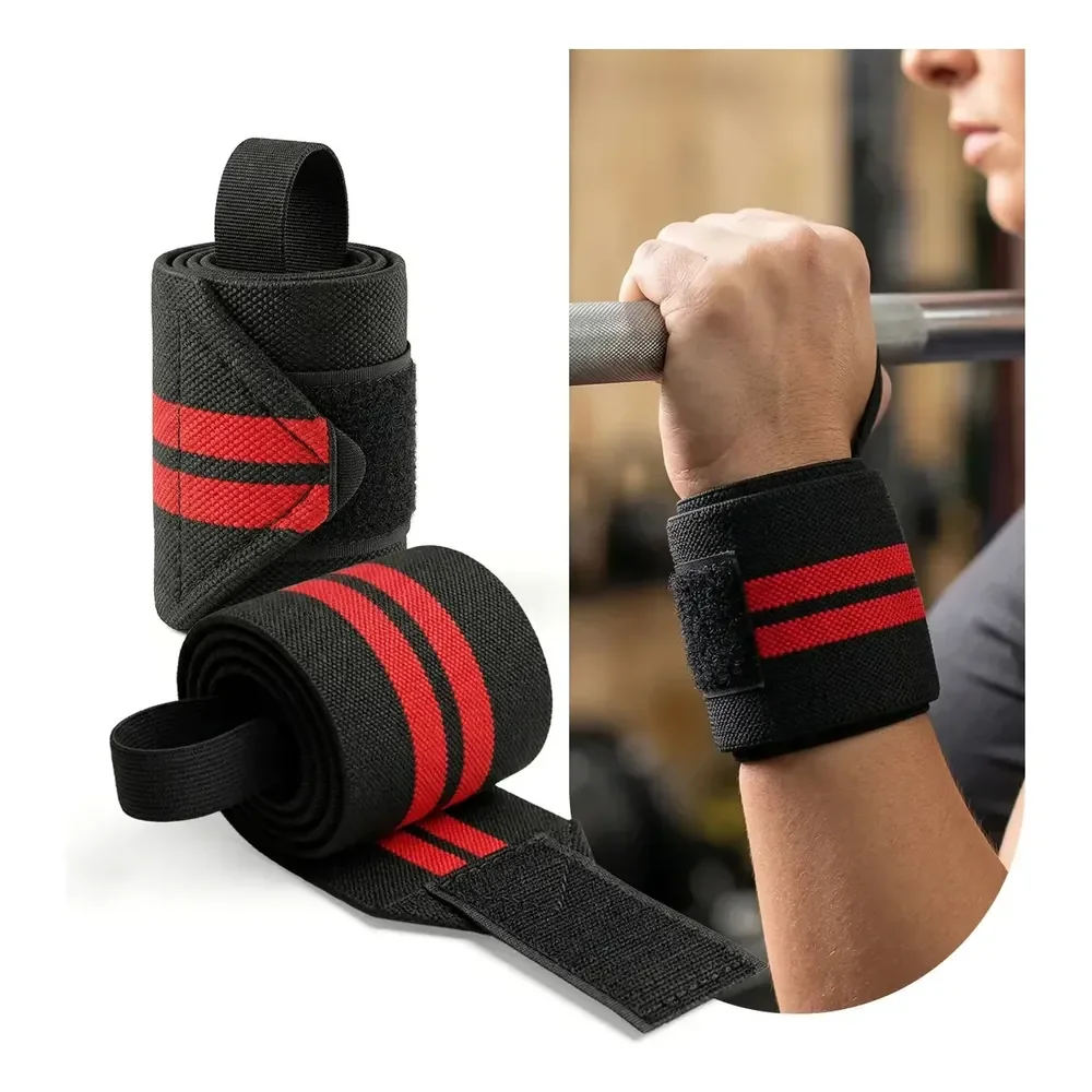 2 Protetor De Punho Munhequeira Crossfit Academia Musculação Cor Vermelho