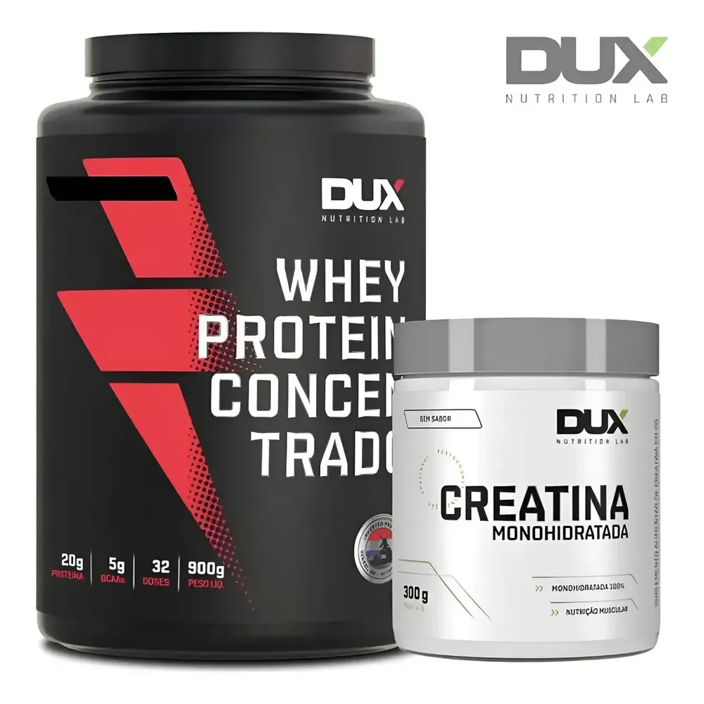 Combo Whey Protein Concentrado 900g + Creatina 300g Dux Neutro
