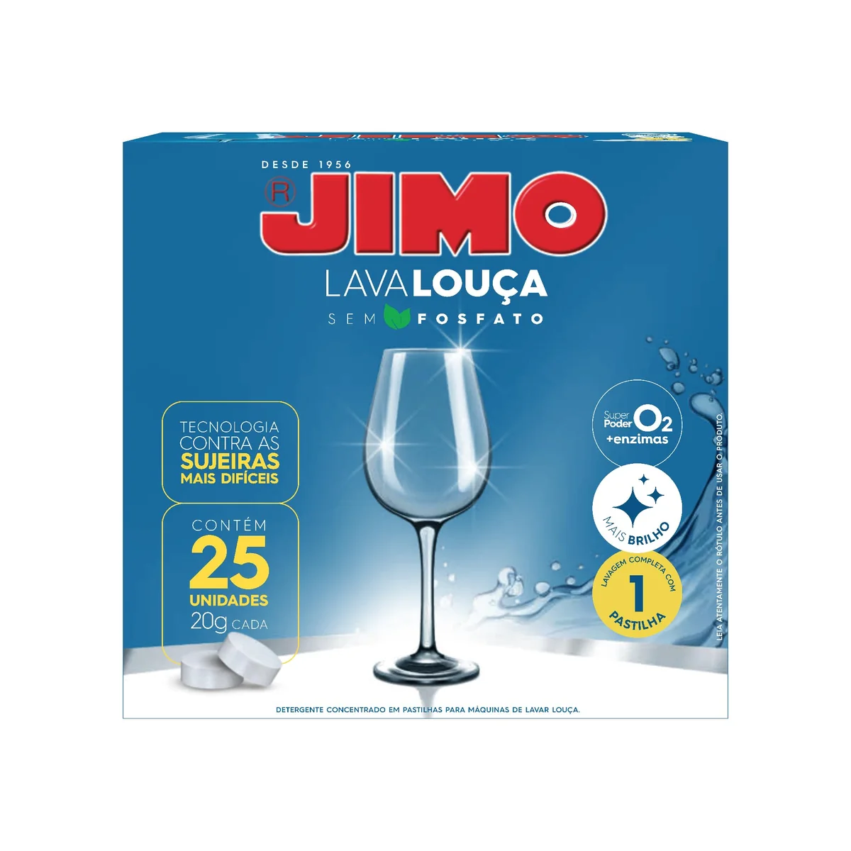 Jimo Lava Louça Detergente Concentrado Remove Sujeiras Difíceis Alto Poder Desengordurante Super Brilho Biodegradável 25 pastilhas