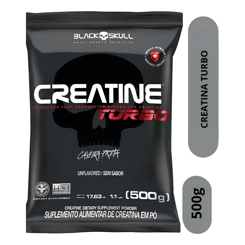 Creatina Turbo Refil 500 G Black Skull Sem Sabor