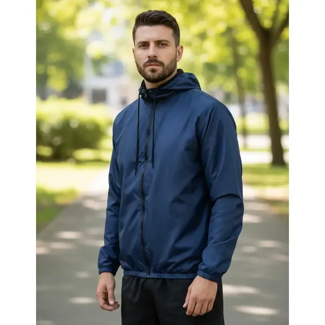 Jaqueta Corta Vento Masculina Impermeável Com Capuz Forrado