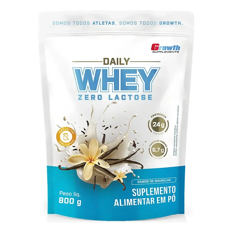Daily Whey Protein Zero Lactose 800g Growth Supplements Baunilha