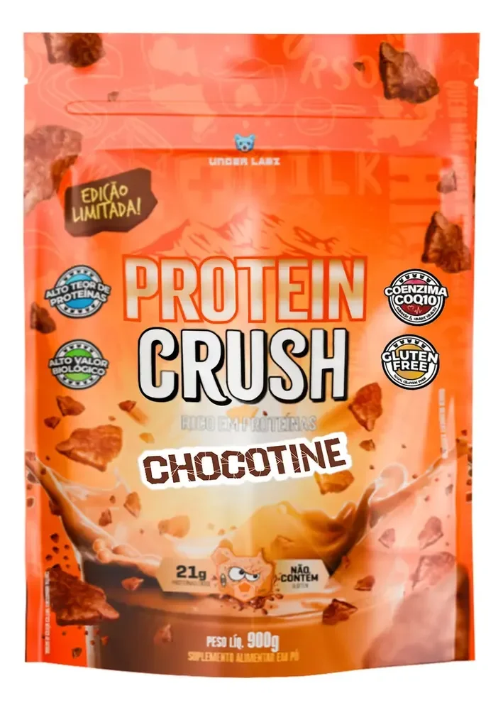 Whey Protein Crush 100% Concentrado Under Labz Coenzima Q10 Sabor Chocotine 900g