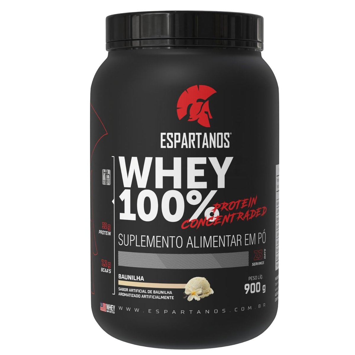 Whey Protein Concentrado 100% Pure WPC 80 Baunilha 900g - Espartanos
