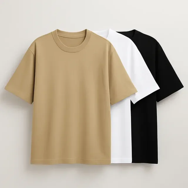 Kit 3 Oversized Masculina Stretwear Básica Lisa Premium