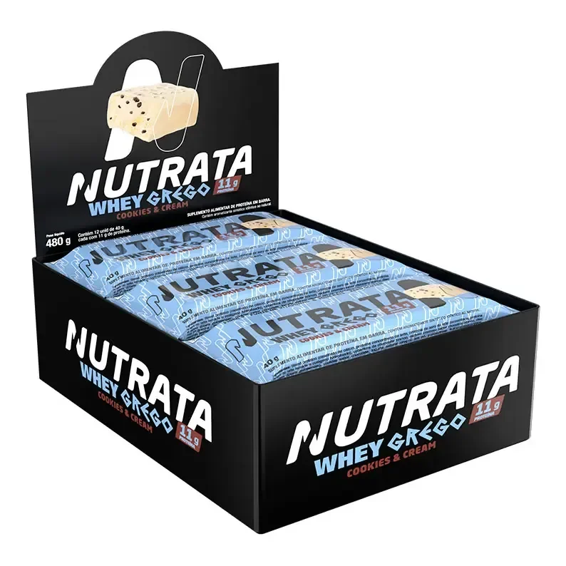 Whey Grego Bar Protein 12 Unidades Grow Thisoldie - Nutrata Sabor Cookies And Cream