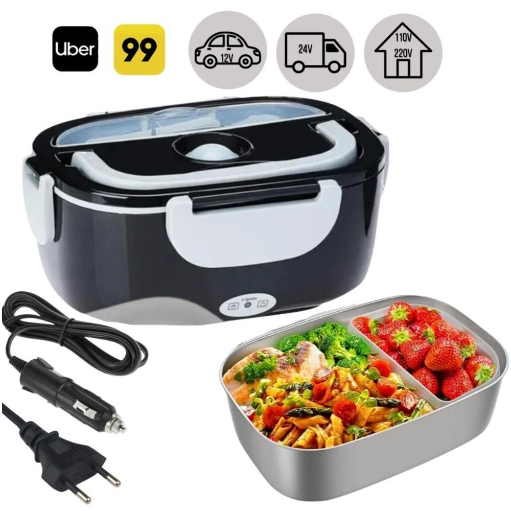 Marmita Elétrica Veicular Tomada Bivolt 110V/220V E 12V/24V - Marmita Térmica Para Comida
