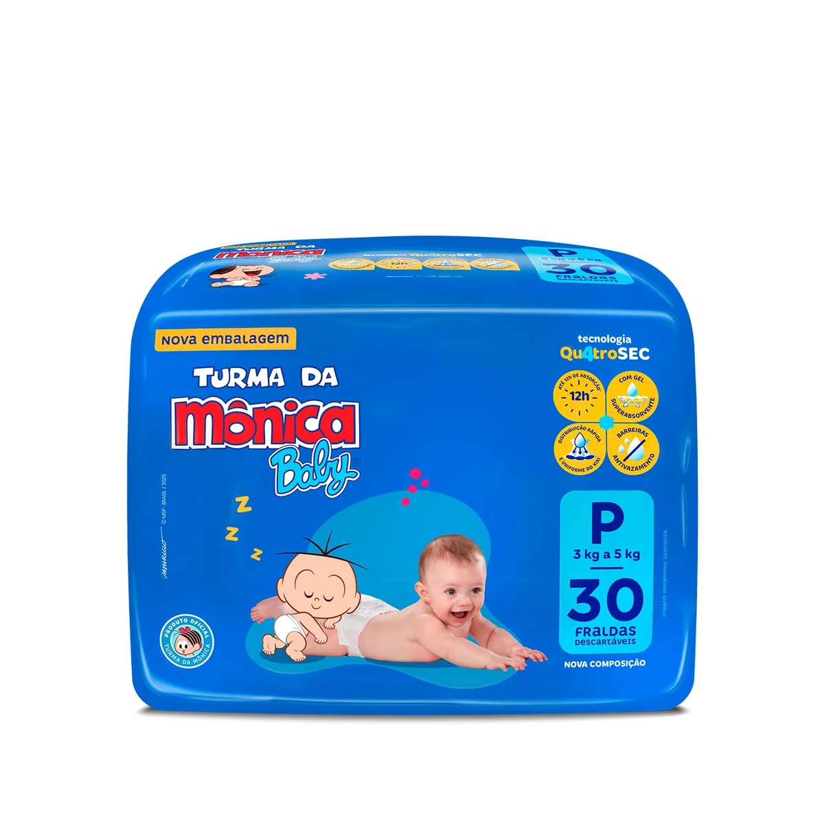 Fralda Turma da Mônica Baby Jumbo P 30 Unidades