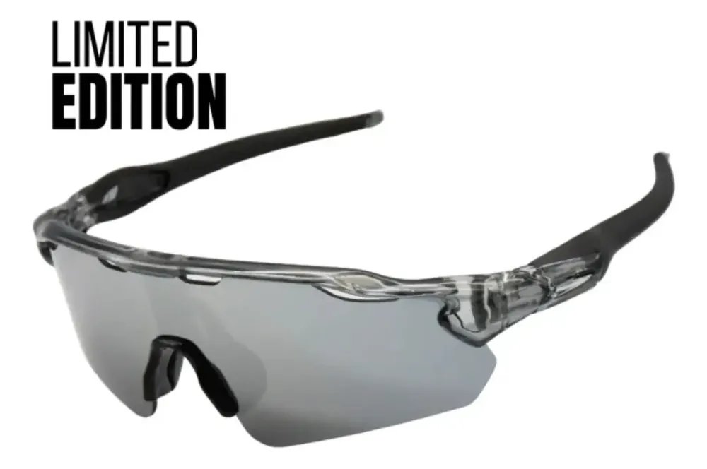 Óculos Esportivos Corrida Bike Pedal Cacife Brand Run Uv400 Lente Cinza Prata Espelhado