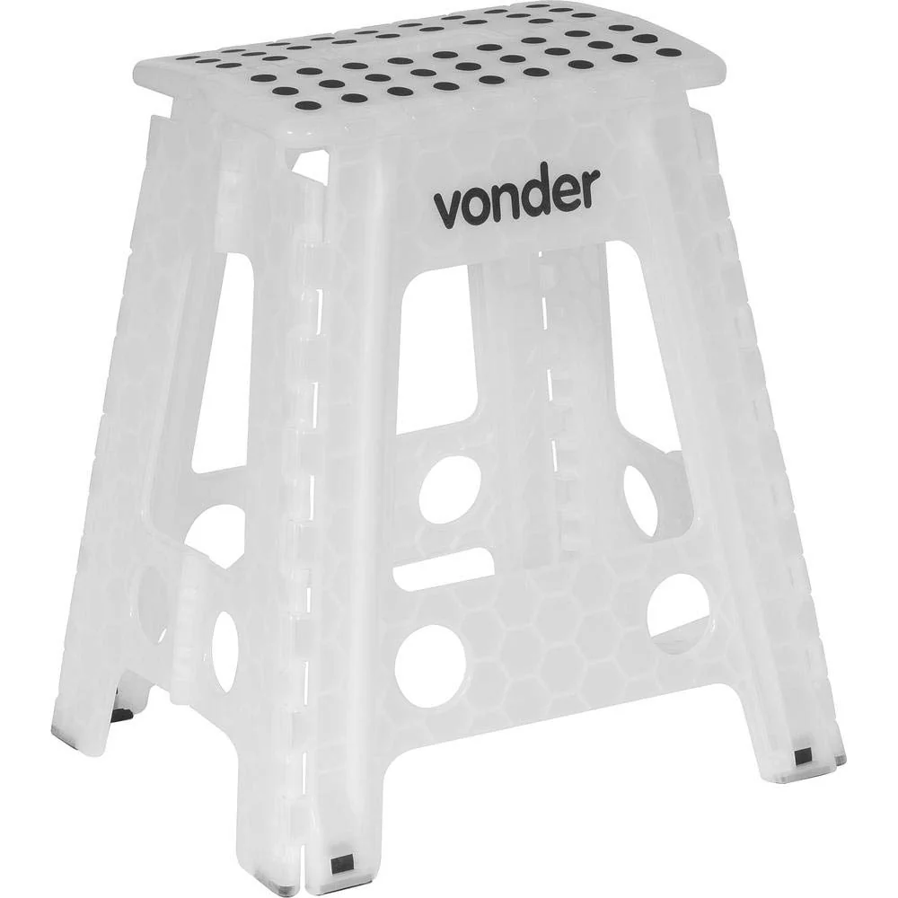 Banqueta Plástica Dobrável, Branca, Altura 450 Mm, Vonder