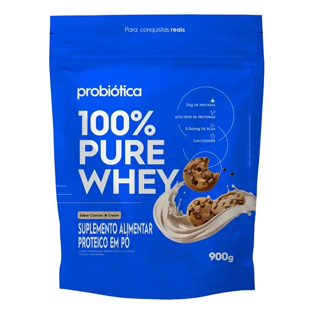 100% Pure Whey 900g Refil - Alto Teor De Proteína Probiotica