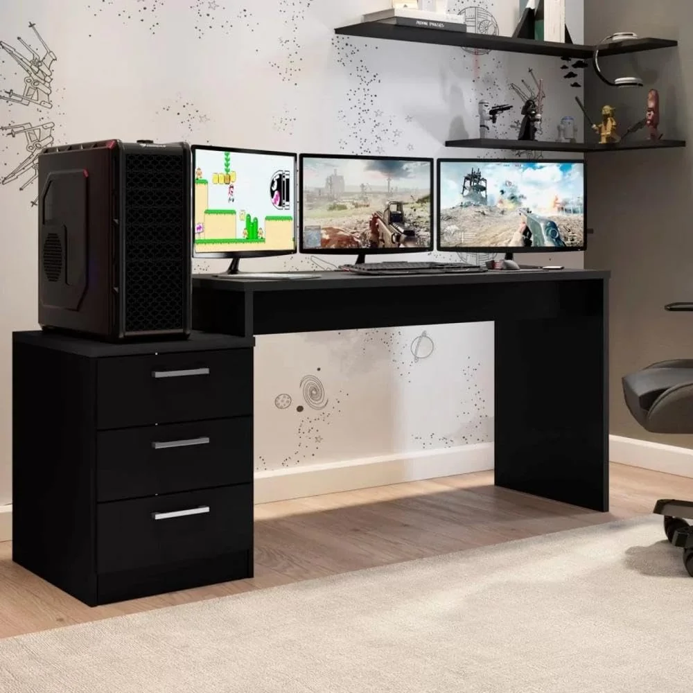 Mesa para Computador Desk Gamer DRX 6000 Espresso Móveis Preto